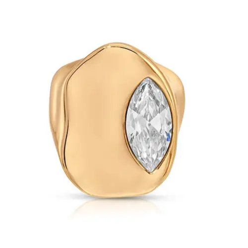 Ettika Liquid Crystal Statement Ring | 18K Gold Plated Brass Cubic Zirconia Ring | Sparkly Elegant Gift for Her