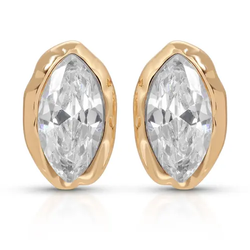 Ettika Crystal Luxe Mini Studs for Women, Mini Gold Studs Clear & Emerald 18K Gold Plated CZ Dainty Earrings