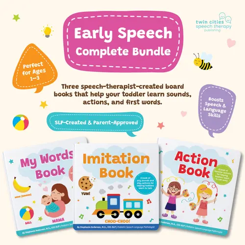 Early Speech Starter Bundle - 3 Interactive Books Series for Toddlers | Sounds, Actions, First Words, Jump/Eat/Sleep Verbs, Builds Vocabulary | Best-Selling Therapy Tools by Pediatric Speech Therapist