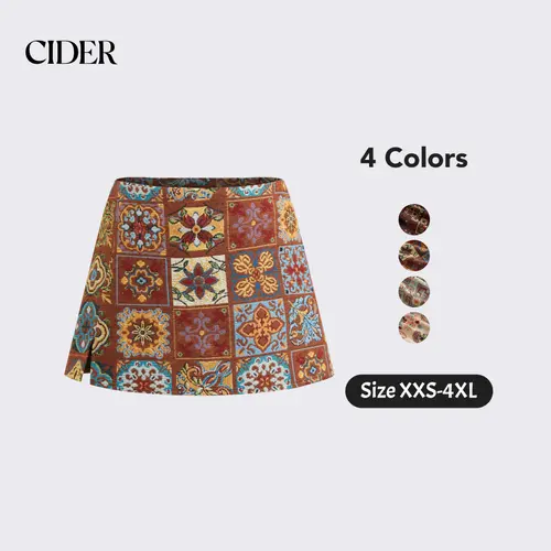 Cider Jacquard Low Rise Floral Split Mini Skort