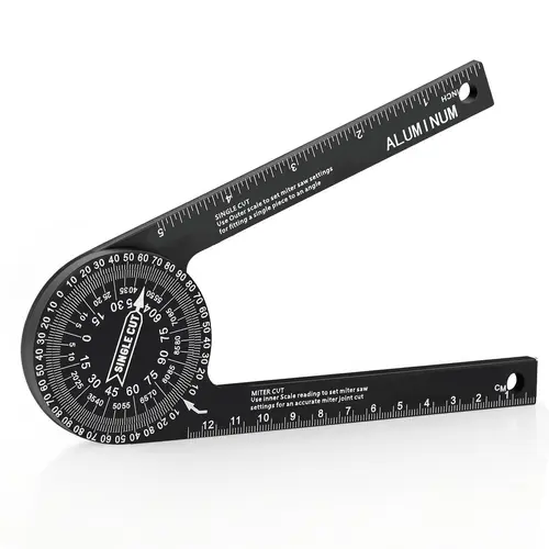 Aluminum Miter Saw Protractor | 7-Inch Rust Proof Angle Finder Featuring Precision Laser Engraved Scales Professional Miter Saw Protractor with Measuring Rulers for Angle Finder Carpentry, Crown Molding Tool & Baseboard building trade men dealsforyoudays