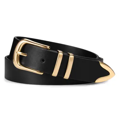 Women's Vintage Boho Vibe Genuine Leather Belt - Multi-Color Pack, Heavy Duty Ferralloy Buckle, Elastic Stretch Moves With You, Adjustable Casual Business Accessory for Office & Daily Commute, summerwins Fashion Belt,sohochic