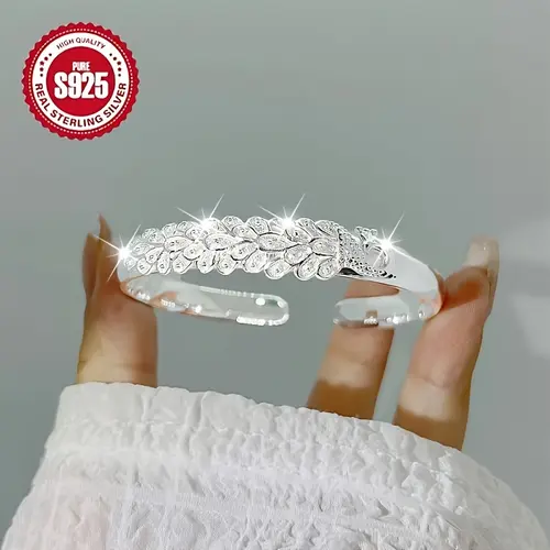 925 Silver Low-Allergy Peacock Open Bracelet - Hip Hop Style, Adjustable, Comfortable Fit, All-Silver Bracelets & Bangles for Daily Wear, Ideal Gift for Couples