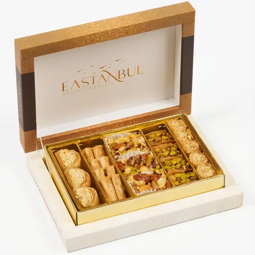 Eastanbul Turkish Baklava Assorted Gift Box, 5 Varieties Pistachio Baklava Pastry, 8.8oz Gourmet Dessert