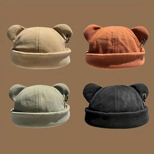 Unisex Fun Character Ear Brimless Hat - Multi Size, Rolled Cuff, Machine Washable, Ideal for Gym, Daily Errands
