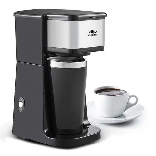 Elite Cuisine Personal Coffee Maker w/ SS Travel Mug