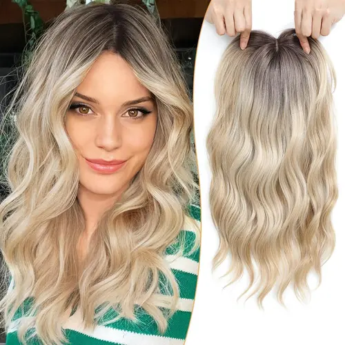 PANEWAY 16 Inch Wavy Hair Topper for Women – 6.5"x6.5" Large Base, Synthetic Wavy Topper, Clip-In Hairpiece for Thinning Hair, Ladies Wiglet, Natural Volume & Coverage