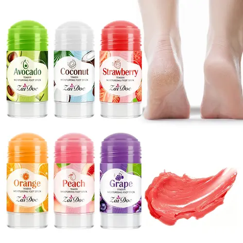 ZaiDoc 6-Fruit Flavor Tender Moisturizing Foot Stick Set - Strawberry & More, Hydrates Dry Feet, Leaves Skin Soft & Smooth, 30Ml