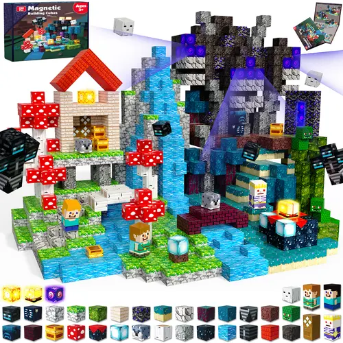 Magnetopia Magnetic Cube Model Building Kits - 200PCS with Lighted Pieces, Unisex STEM Kids Toys for Open Ended Play, Interactive Gift Ideas for Kids Ages 3-10,sohochic