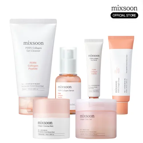 [mixsoon Official] Pink Anti-Aging Set | PDRN + Collagen + Peptide | 6 Full-Size Products | Hydration, Elasticity & Smooth Skin Care |Korean Skincare gift