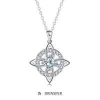 DRINSPER Women's Hecate Celtic Knot Cross Birthstone Necklace, Cubic Zirconia Silver Plated Copper Pendant, Faith Protection Charm Jewelry for Women Men, Personalized Gift with 20 Inch Chain, Sparkling Elegant Daily Wear Accessory