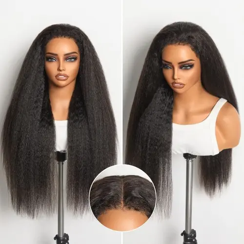 Luvme All-Day Comfort™ Glueless Lace Wigs, 4C Kinky Edges Kinky Straight, 7x6 Pre-Cut HD Lace Human Hair Closure Wig, 7X6 Closure