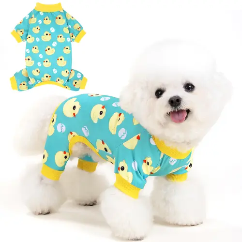 XPUDAC 1-Count Cozy Fabric Pet Pajama, Cute Cartoon Duckie Print Breathable Warmth Sleepwear, Universal Size Dog & Cat Shirts & Vests, Christmas Halloween Gift Idea for Pet Lovers,sohochic