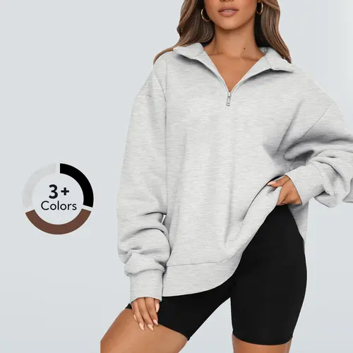 Dlooda Women's Oversized Sweatshirts Fall Fashion Hoodies Half Zip Fleece Pullover Long Sleeve Y2K Style Casual Loose Fit Cotton Tops, Essential, Thanksgiving,sohochic
