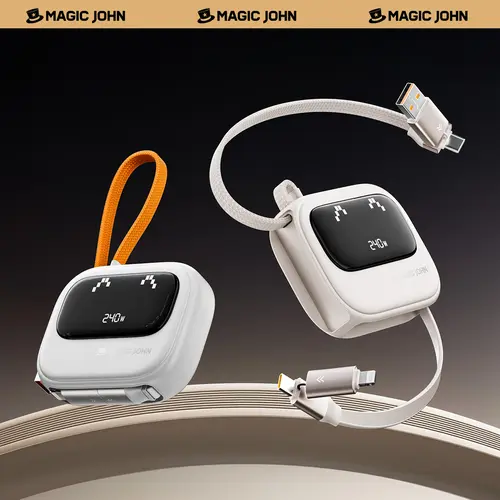 MAGIC JOHN 4-in-1 Retractable USB Charging Cable - 240W Fast Charging & Data Sync, Portable Electronic Accessory for Smartphone, Cellphone, iPhone, Android, Micro USB Devices, CarPlay Compatible