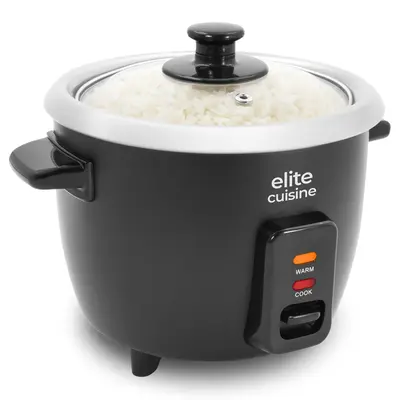 Elite Cuisine 6-cup Rice Cooker w/ Glass Lid