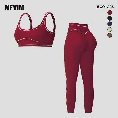 Women's Sports Suit MFVIM - Four-Season Contrast Splice Yoga Clothing, Running Yoga Sports Bra, High Waist, Tummy and Hip-Lifting Pants, Comfortable Activewear for Fitness and Gym, Daily Use Sportswear,sohochic