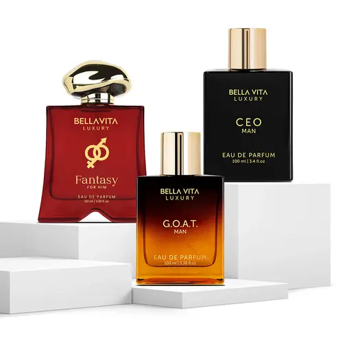 BellaVita Luxury The Signature Power Trio Mood Collection Fantasy CEO Man and GOAT Premium Long Lasting Eau De Parfum EDP Woody Fresh and Musky Fragrances Vegan and Cruelty Free