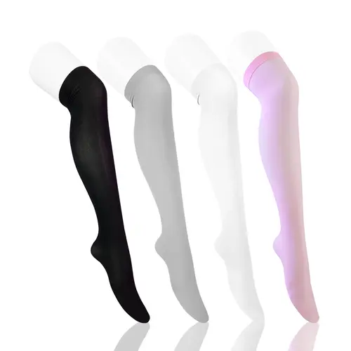 Koruraclub 2026 Hottest Picks Cosplay Thigh-High Stockings 4-Piece Set - Black Gray Pink & White for Cosplay Accessories,sohochic