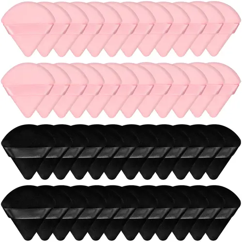 Colovis  Powder Puff Set Soft Velour Triangle Makeup Sponge for Foundation & Loose Powder Pink & Black Ideal for Travel Daily Use Easy to Clean Beauty Tools
