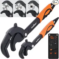 HORUSDY Heavy Duty High-Carbon Steel Pipe Wrench 2-Piece Set - 10in & 15in Self-Adjusting Tools with Durable Build for Plumbing, HVAC, Standard & Irregular Nuts, Pipes, Fixtures # toolupgrade