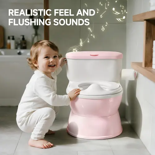 BabyBond 2-in-1 Larger Baby Potty Training Toilet, Realistic Baby Potty Chair with Flush Sounds, Wipes Storage & Toilet Paper Holder, Baby Potty Training Seat for Boys and Girls Aged 1-3, Easy to Clean Baby Potty,  mothersdaygift sohochic