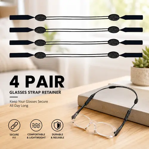 Unisex Plastic Adjustable Glasses Ear Grips (4-Pairs) - Ultra-Soft, Snug No-Slip, Sports-Ready Hold, Quick-Dry, Comfortable Hold for Active Play, Daily Use, Ear Grips for Glasses, Eyewear Retainer