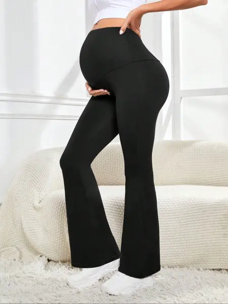 Women's High-Stretch Maternity Pants, Slim Fit Seamless Belly Support Pregnancy Wear for Fall & Winter, Sporty Style Maternity Clothing, Maternity Workout Clothes