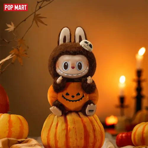 POP MART THE MONSTERS Happy Halloween Party Series-Sitting Pumpkin Vinyl Plush Pendant, Labubu Collectible Toys-1.0 LABUBU Fun Toy Holiday Gift