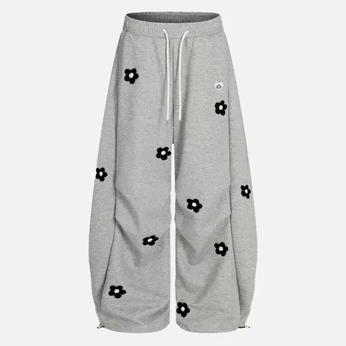 Aelfric Eden Unisex Floral Towel Embroidery Baggy Barrel Sweatpants Elastic Waist Drawstring Casual Pants Y2K  Streetwear Loose Fit Vintage Joggers,summerwins,clothes for back to school,first day of school outfits,sohochic