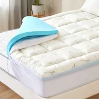 Sweetcrispy Quilted Cooling Bed Mattress Topper, 2-in-1 Adjustable Double-Layer Durable Memory Foam Filled - Breathable Cloud-Like Comfort, Cooling Gel, Washable, Medium-Firm Foam Cradles Body Evenly for Relaxation