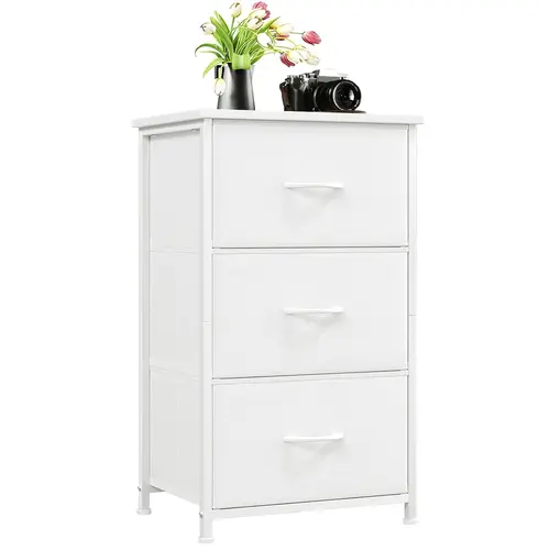 【Somdot】3-Drawer Fabric Storage Tower Organizer Cabinet Storage - Modern Dresser, Bedroom Closet & Entryway Indoor Furniture