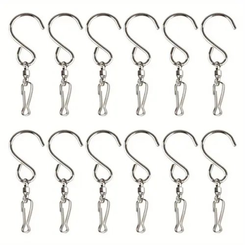 MIAHART 12-Pack Stainless Steel Swivel Hooks Clips - Adjustable Hooks, Hangers, Not Rust, Separable, 360-Degree Rotating for Hanging Wind Spinners, Wind Chimes, Crystal Twisters, DIY Keychains, Home Organizer Supplies