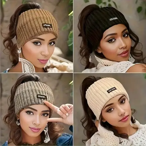 Women's Unisex 4-Pack Soft Knit Fringe Headbands - Knotted Zigzag Grip, Sweat-Lock Hold Sweat Resistant Sports Headbands, Athleisure Ear Covers for Exercise, Gym