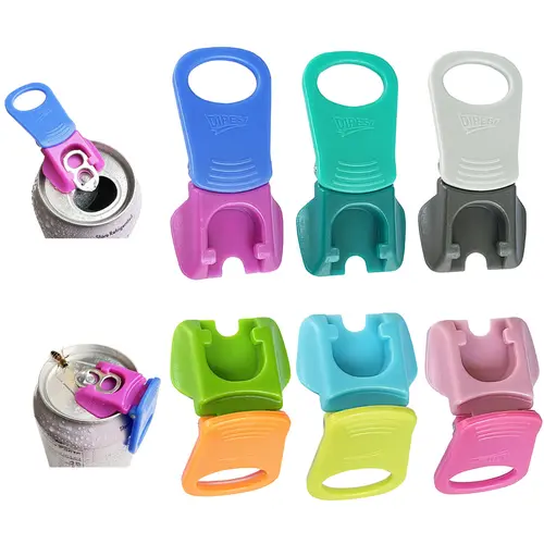 DIPESI Mixed-6pcs Wide-Handle Kitchen Utensils Set - Vibrant Plastic Mini Useful Items, Can Tab Opener, Lid Opener, Dustproof Insect-Repellent Soda Beverage Tool, Ideal for Camping, Kids