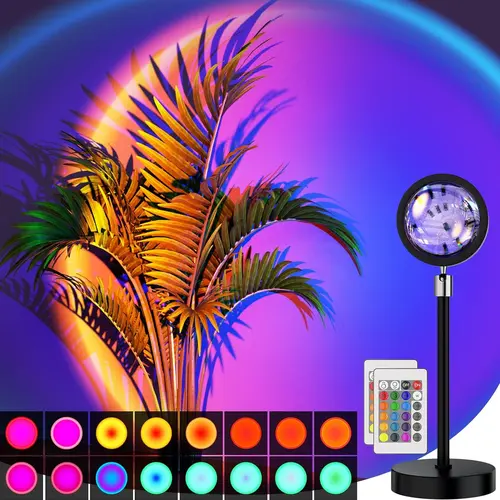 Sunset Lamp Projection LED Lights with Remote Multicolor 360° Rotation Rainbow 4 Modes for Photography Selfie Party Home Decor Gifts for Women,sohochic