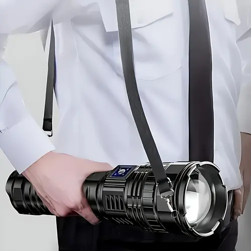 Hoodink 2-in-1 Portable Strong Flashlight Power Bank - USB Port, Digital Power Display, Rechargeable, Zoomable, Waterproof, Adjustable Brightness - Tools and Gadgets, EDC Items, Emergency Gear, Gifts for Him, Adulting Gifts,sohochic