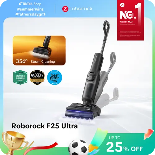 Roborock F25 series Ultra Steam Wet Dry Vacuum Cleaner, 356°F Steam Mop & 187°F Hot Water Cordless Vacuum Mop All in One, Floor Washer with Blue Light, 194°F Self-Cleaning, 180° Lay-Flat, AI Assitant Wheels  #roborocknewarrives #sohochic