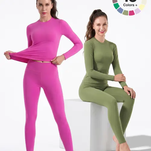 Women's High-Waisted 25in Inseam Sporty Leggings & Long Sleeve Top - Elastic Spandex Fabric, Comfortable Fit, Gym Outfits, Workout Sets Women, Matching Sets for Outdoor Fun & Back to School, sohochic sohochic