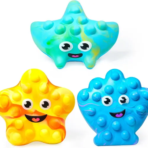 Tub Works 3-Pack Silicone Nautical Marine Theme Sealable Seashell Popping Bath Toys - Touch-Enabled Fidget Sensory Toys for Kids