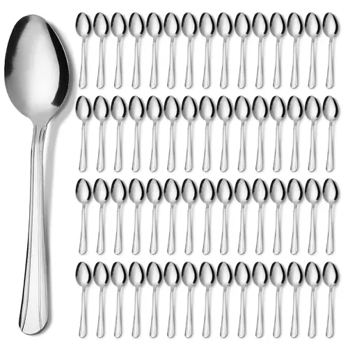 60-Piece Dominion Silver Dinner Spoons Set - Mirror-Shine, Mirror-Polished Stainless Steel, Wear-Resistant, Solid Finish, Dishwasher Safe Cutlery for Halloween, Parties, Special Events, Restaurant Use, Silver Spoons