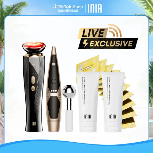 【LIVE EXCLUSIVE】INIA FLARE & LUMIN Facial & Eye Skincare Bundle – 3-in-1 Face + 4-in-1 Eye Beauty Devices for Lifting, Tightening, Reducing Puffiness & Fine Lines,Buy 1 Get 15,sohochic