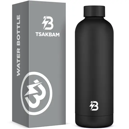TSAKBAM 23 oz Stainless Steel Insulated Water Flask - Silicone Lid, Leakproof Insulated Tumbler, Reusable Drink Container for Sports, Outdoor Use