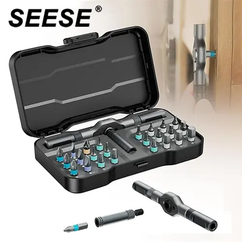 SEESE Ratchet Magetic Screwdriver Set: S2 Steel Precision Screwdriver Set - Removable Self Assembly Screwdriver Kit for Furniture Assembly and Repair - Gift for DIYer