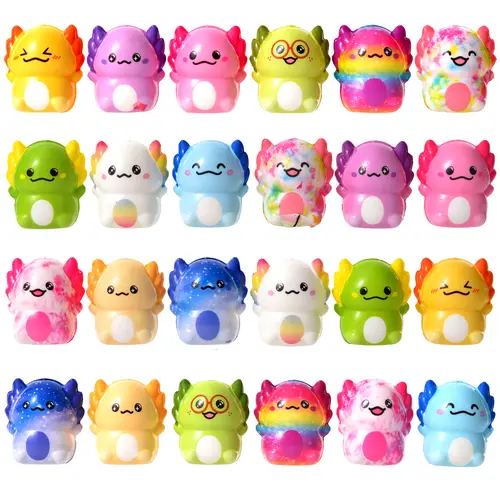 24-Pack Kawaii Slow Rising Axolotl Squishies Toys Fidget Pack - Soft, Stretchy, Sensory Play, ASMR Stress Relief, Cool Gifts for Kids, Party Favors, Stress Mood Slime & Squishy Toys,sohochic