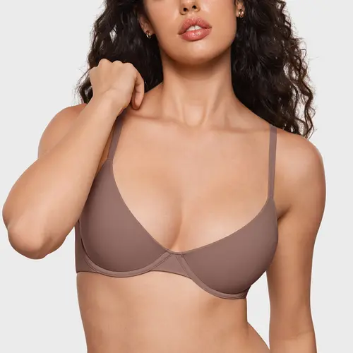 INLYRIC Women's Inbarely Plus Balconette Bra - Lightly Padded Underwire Sexy Tshirt Demi Bras Supportive Soft Fabric Adjustable Straps Fit Smooth