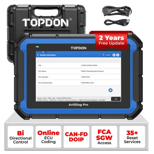 TOPDON AD Pro Car Diagnostic Tool, Bi-Directional Control, ECU/Online Coding & OE-Level Full Systems Diagnosis for 100+ Brands, 35+Maintenance Services OBD2 Scanner, 2-Year Free Update Automotive Scan Tool Bidirectional Scan Tool