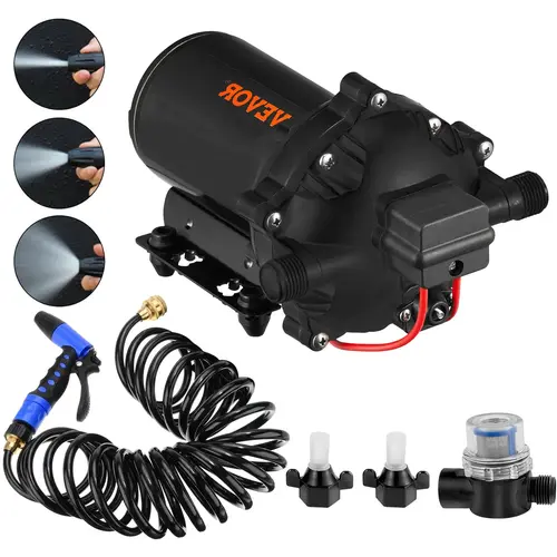 【toolupgrade】VEVOR 12V High Capacity Washdown Deck Water Diaphragm Full Kit, 20 Lpm 70 Psi Efficient Pump with Brass Thread Fit for Boats, Caravan Anchor Chains Use