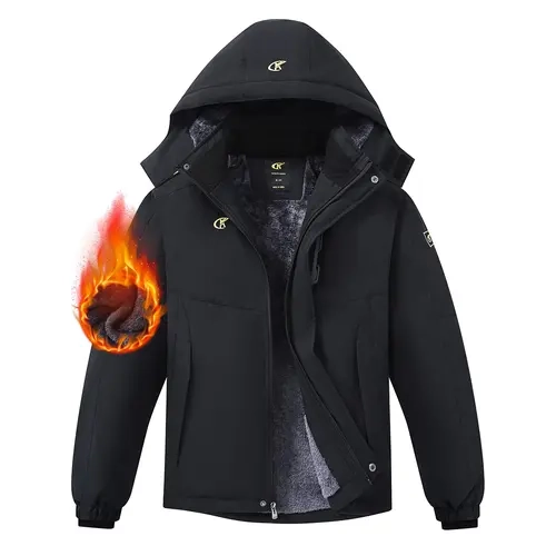 QPNGRP Boy's Waterproof Ski Snow Jacket Hooded Fleece Windproof Winter Coat for Outdoor Activities