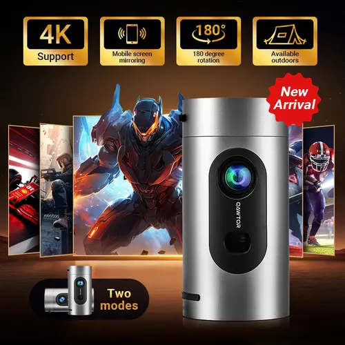 Portable Smart Mini Projector – 160 ANSI Lumens 4K Supported Outdoor/Home Theater Projector with Auto Focus, WiFi 6, Bluetooth 5.0, Built-in Apps, Powerful Stereo Speakers & Premium Durable Design, Android, Gaming, Smart Projector,sohochic